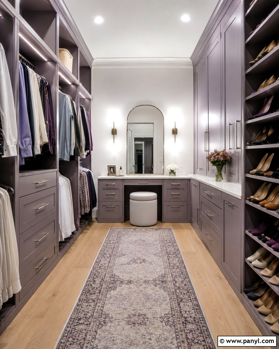 Lavender Painted Dressing Room Built Ins - 20 White Walls Painted Built Ins