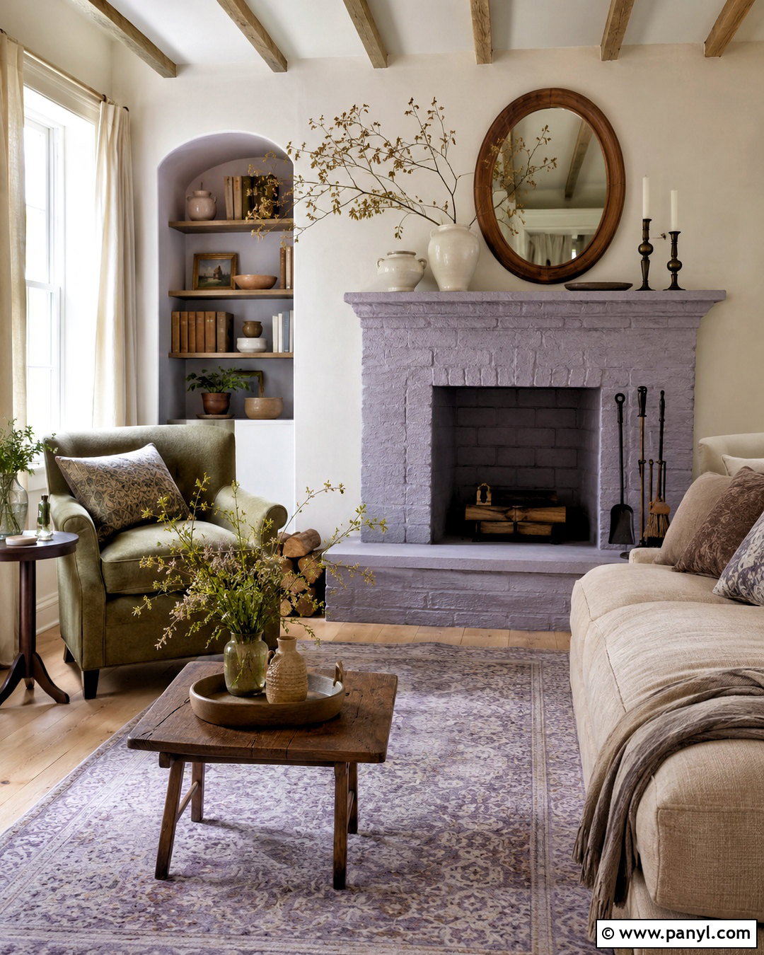 Lavender Painted Fireplace - 20 colored fireplace painted ideas