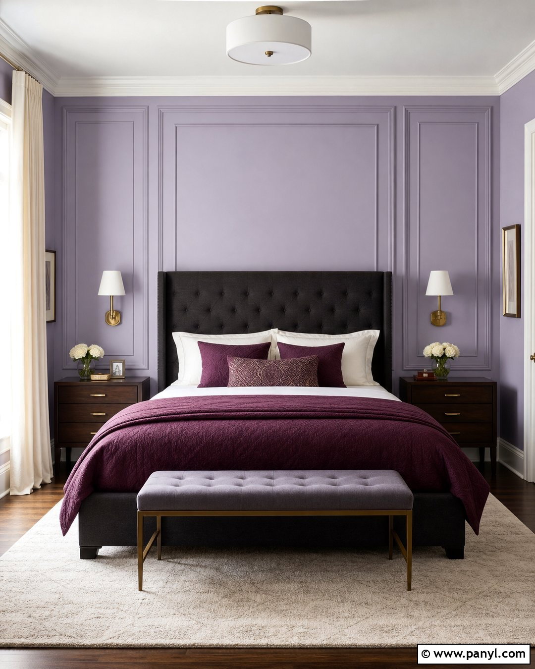 Lavender Paneled Bedroom Accent Wall - 35 colorful accent wall ideas