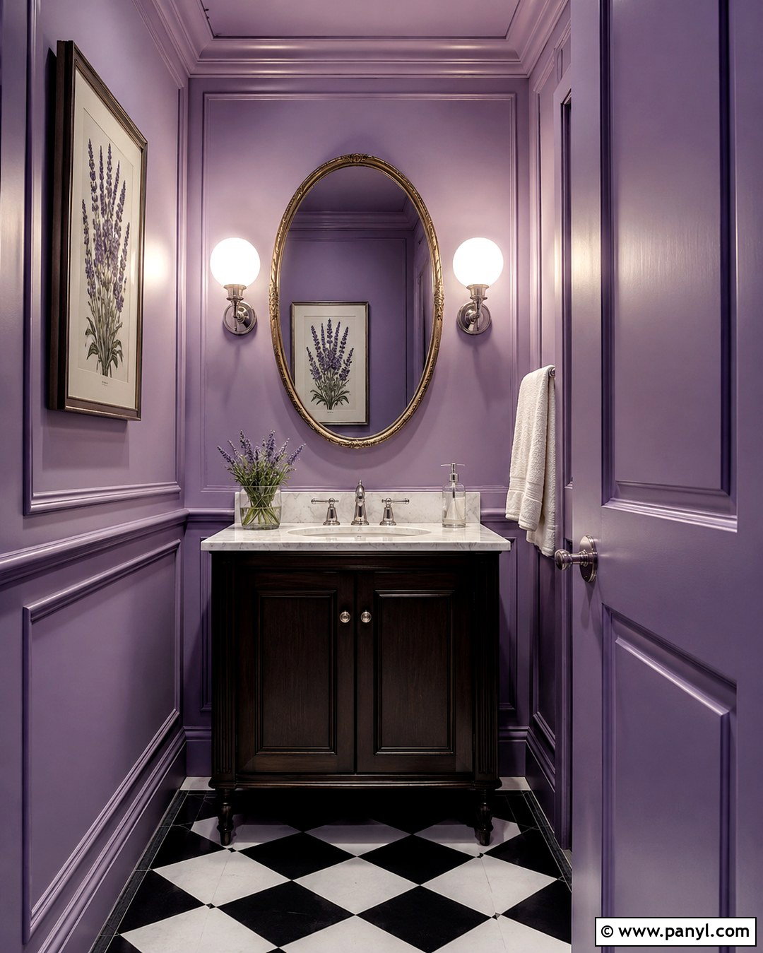 Lavender Paneled Powder Room - 20 Farrow And Ball Lavender Ideas
