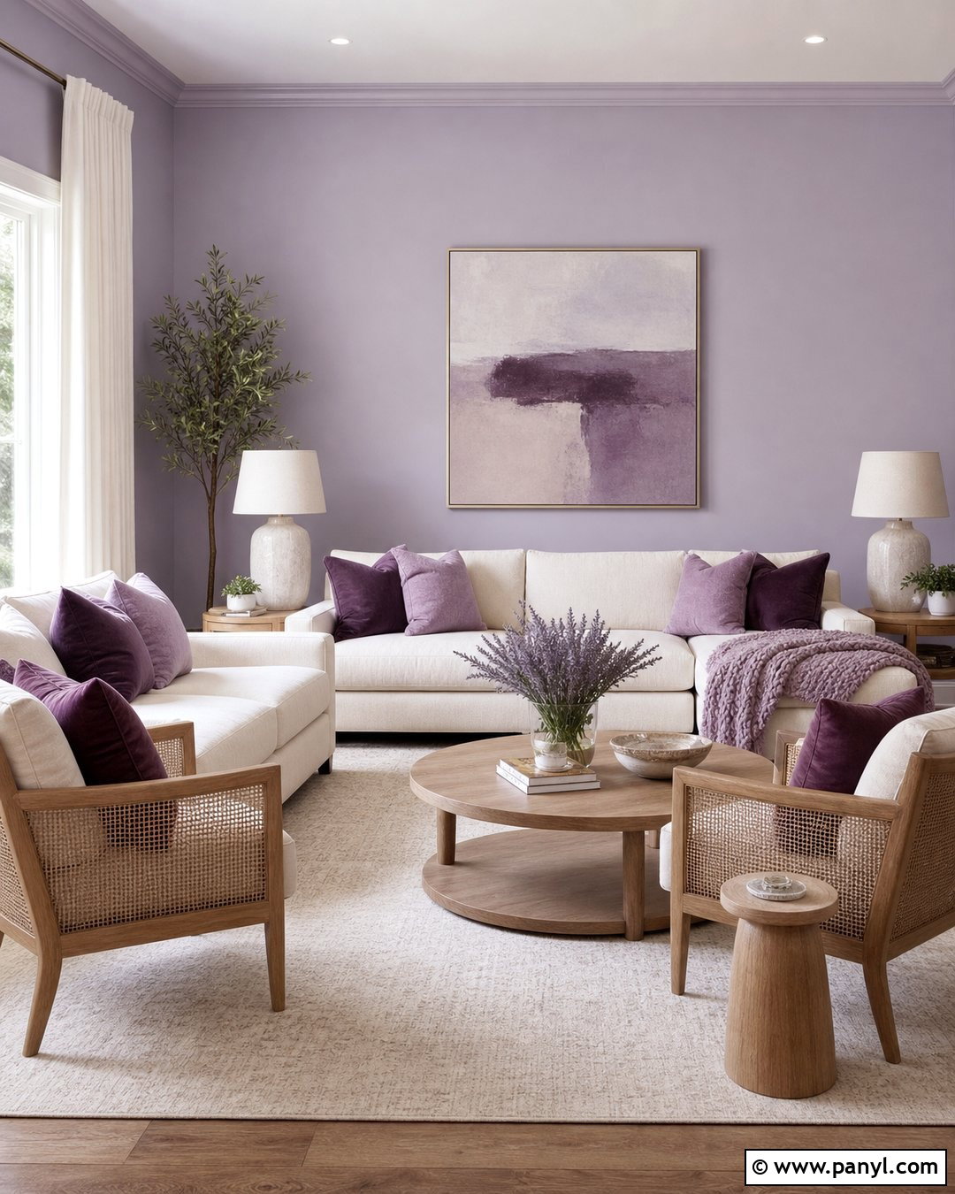 Lavender Purple Living Room Wall - 45 Purple Wall Ideas