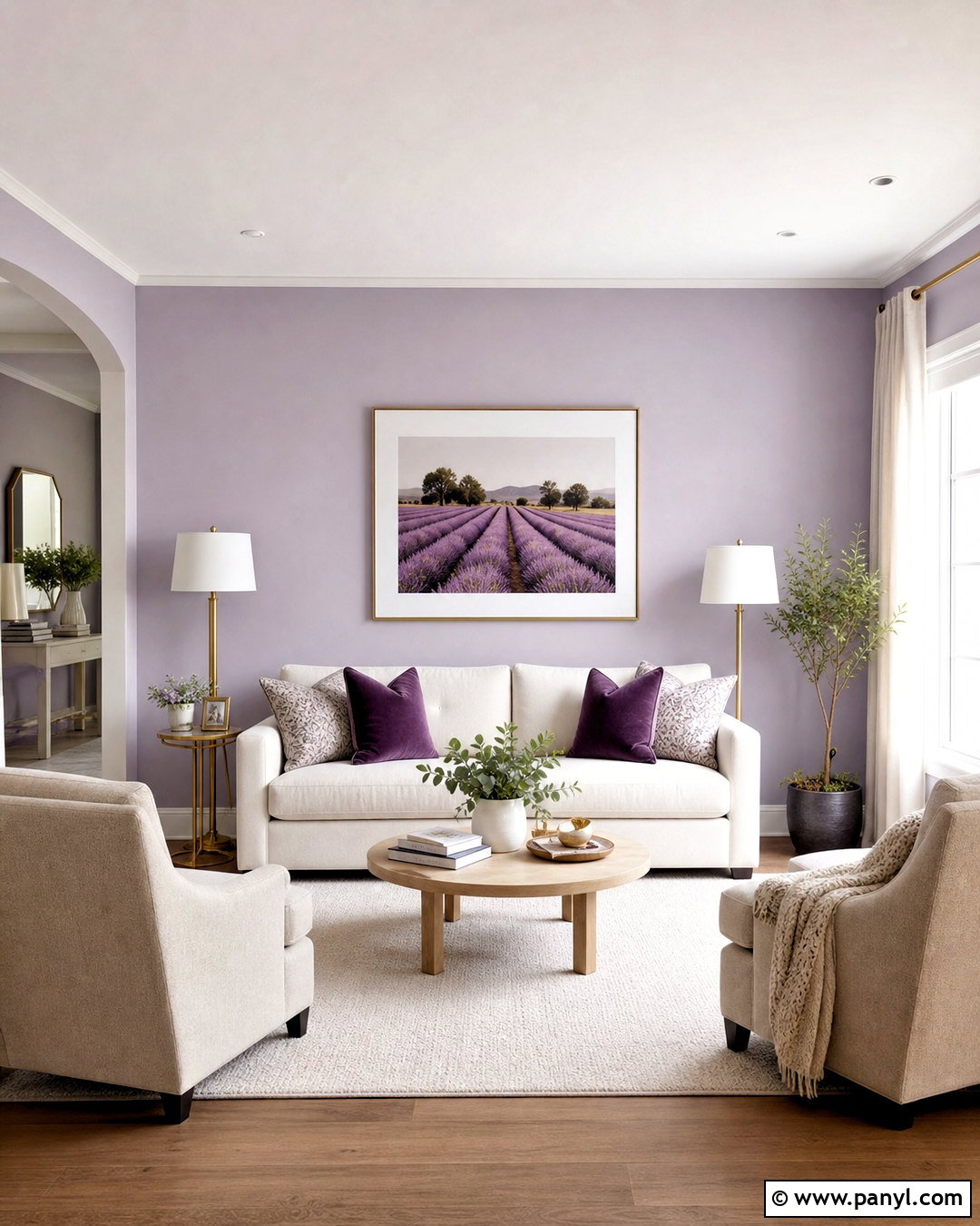 Lavender Purple Wall Living Room - 20 purple wall design ideas