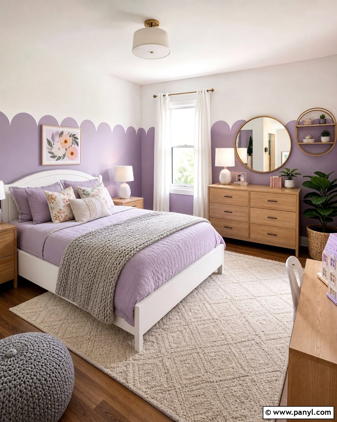 Lavender Scalloped Accent Wall - 25 Girls Room Paint Ideas Accent Walls