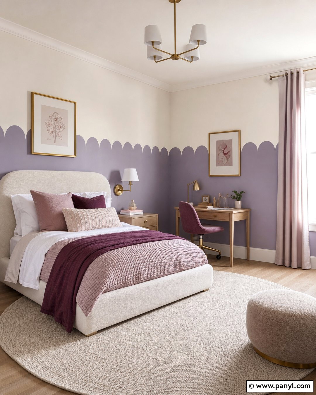 Lavender Scalloped Wall - 25 Scalloped Painted Wall Girls Room Ideas