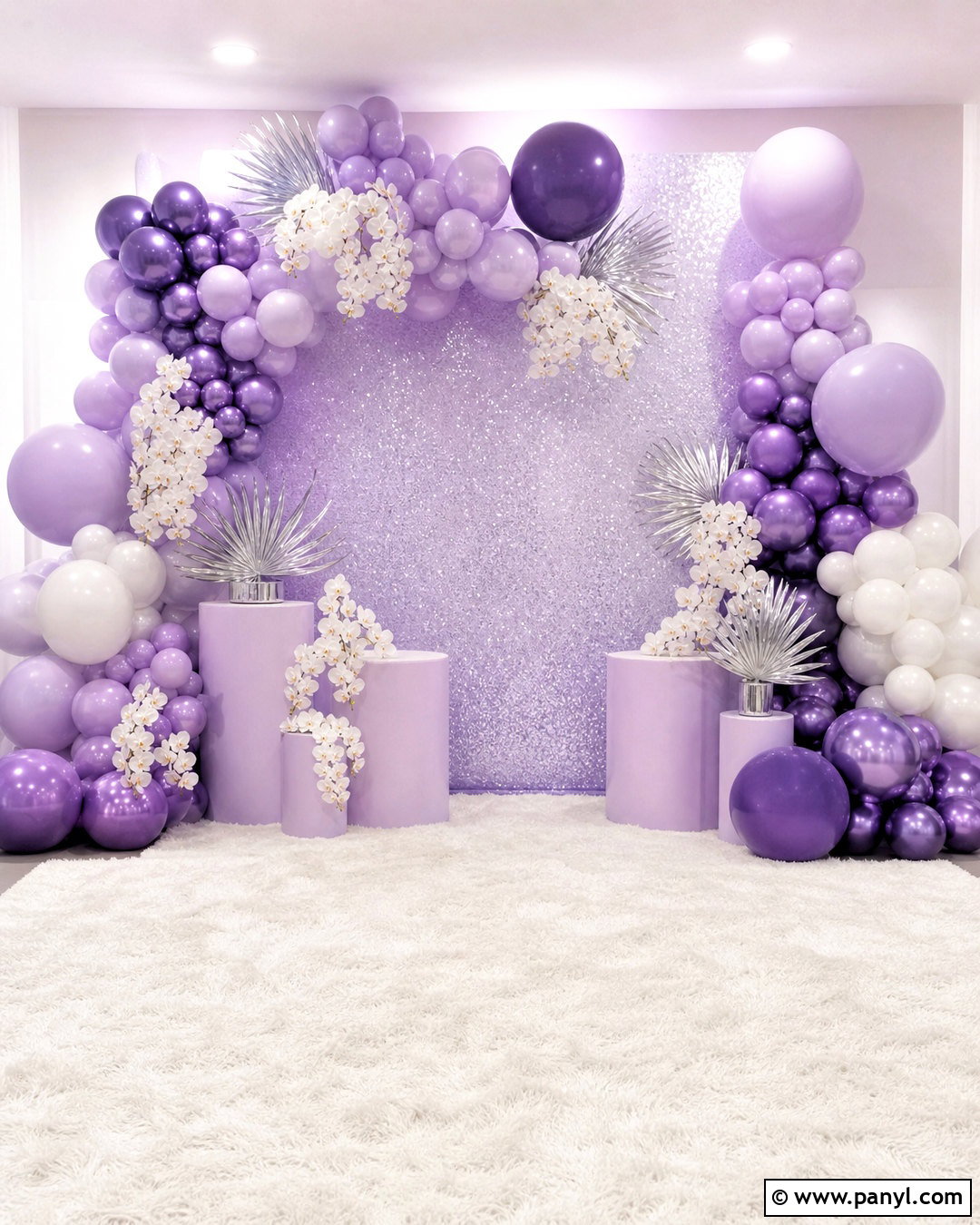 Lavender Shimmer Wall With Purple Balloons - 20 shimmer wall with balloons