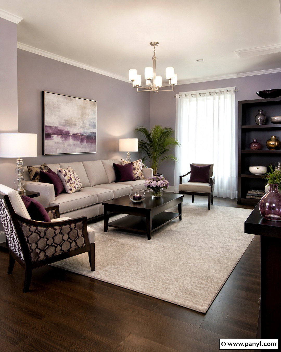 Lavender Soft Gray And Dark Wood Living Room Color Combination - 20 best color combinations for living room ideas