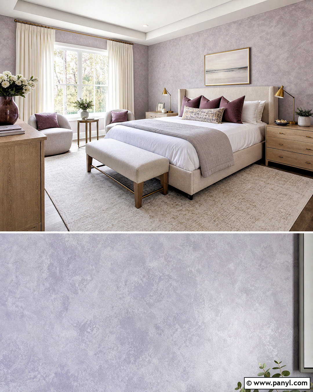 Lavender Sponge Painted Guest Room Wall - 20 sponge painting walls