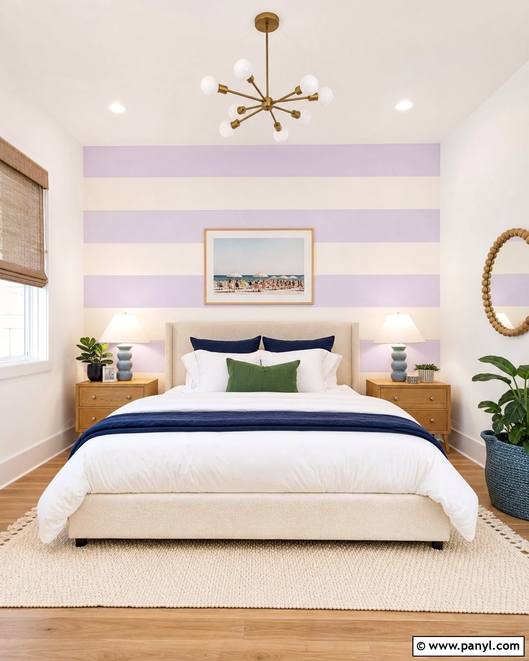 Lavender Striped Wall Bedroom - 35 Lavender Wall Paint Ideas
