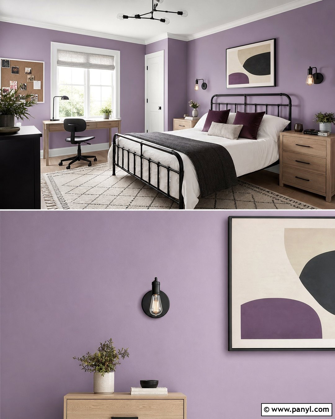 Lavender Teen Bedroom With Black Accents - 35 lavender wall ideas
