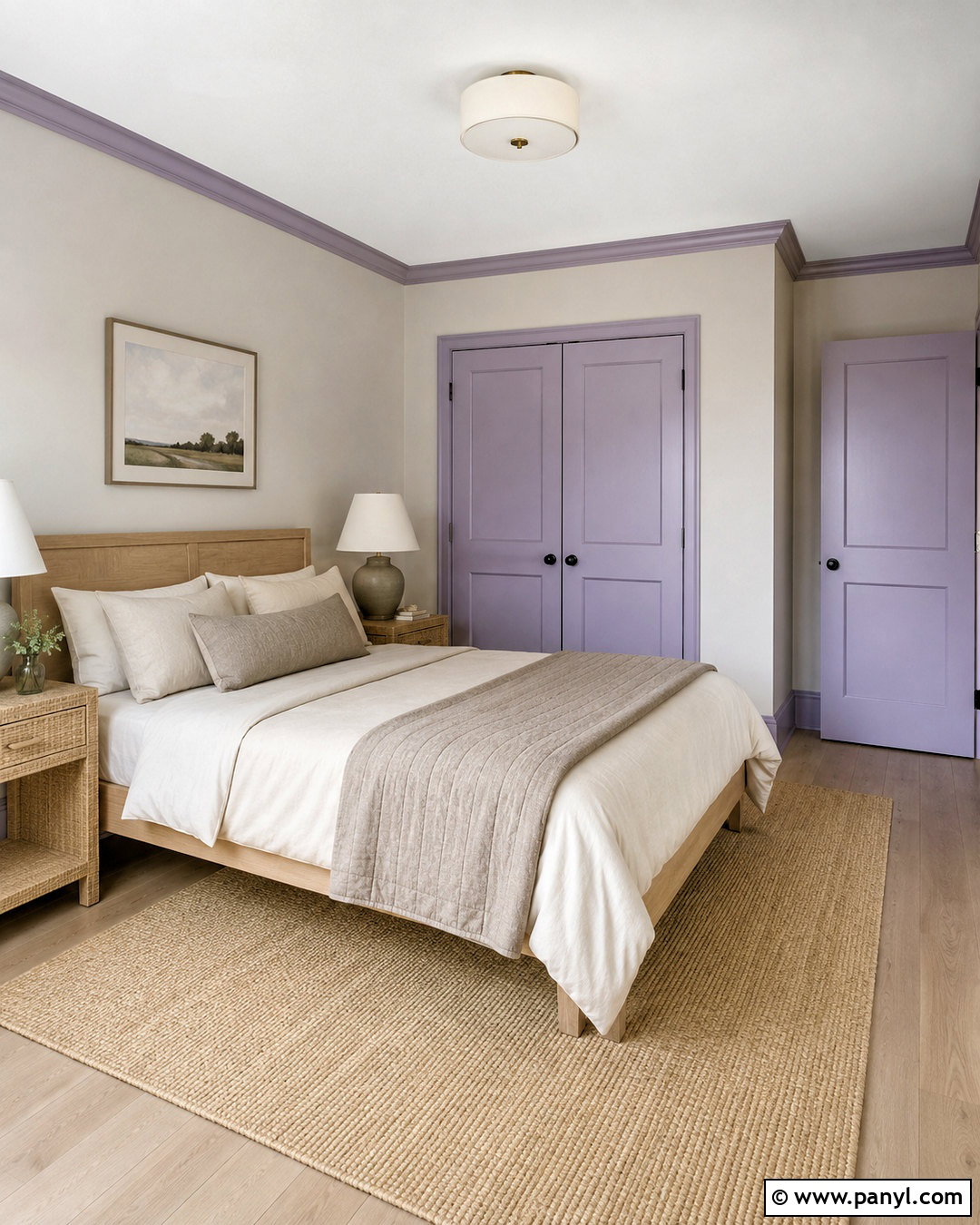 Lavender Trim Guest Bedroom - 20 non white trim interior ideas