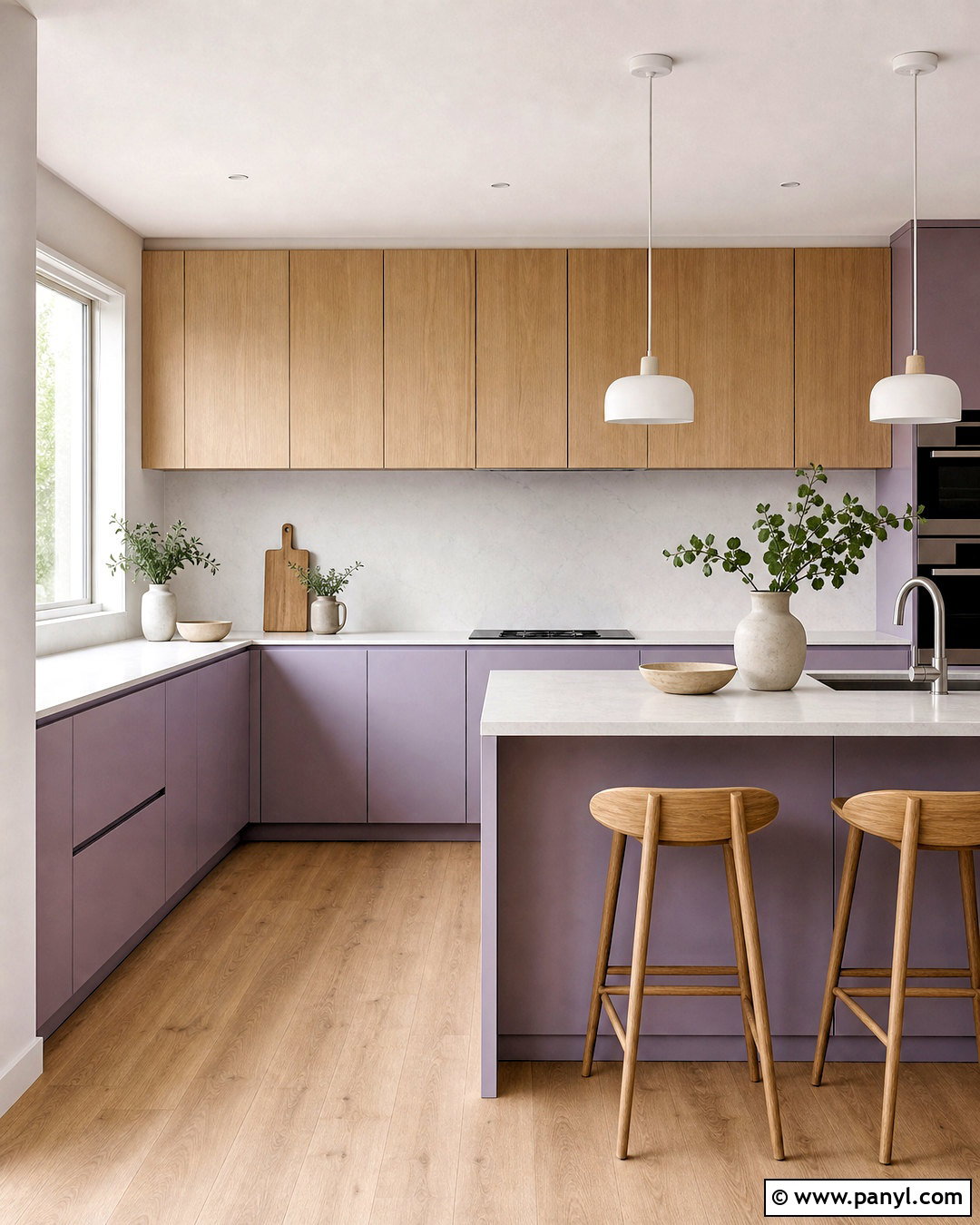 Lavender Violet Kitchen With Light Wood - 20 violet kitchen ideas