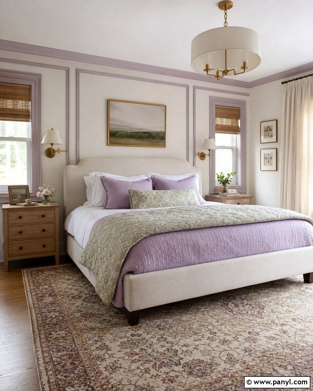 Lavender Wall Moulding With Warm White Walls - 25 Wall Moulding Color Ideas