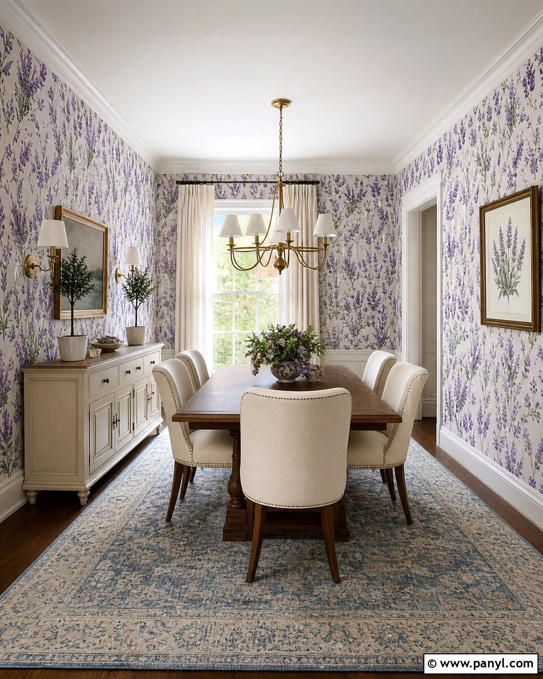 Lavender Wallpaper In A Dining Room - 35 Lavender Walls