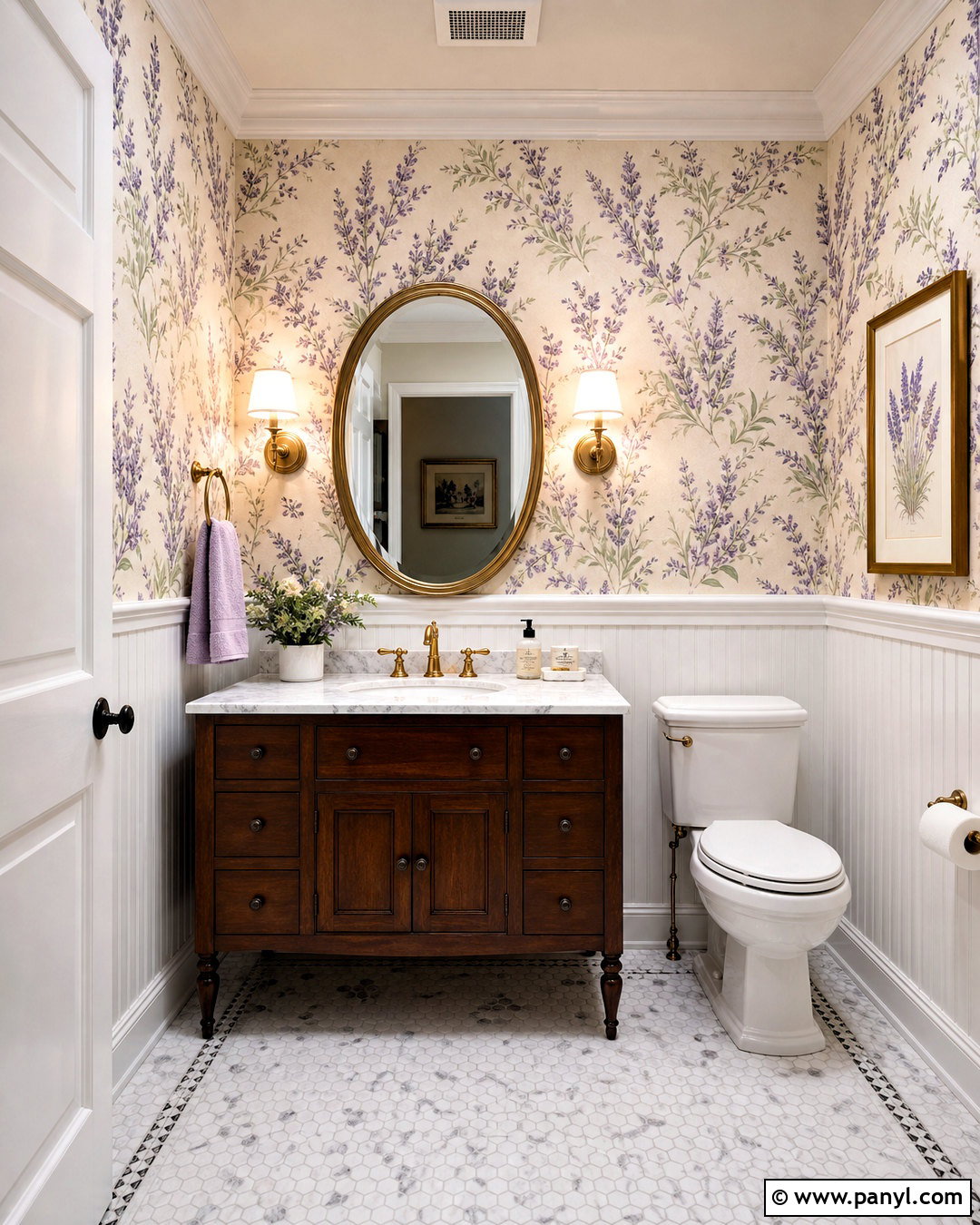 Lavender Wallpaper Powder Room - 20 lavender bathroom ideas