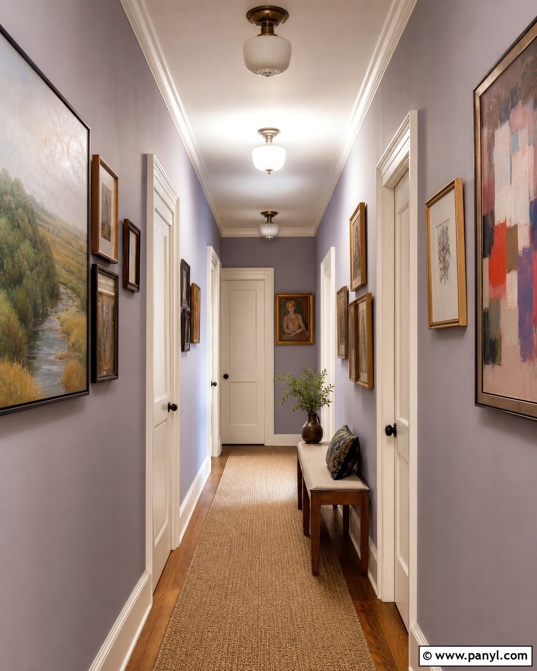 Lavender Walls In A Gallery Hallway - 35 Lavender Walls