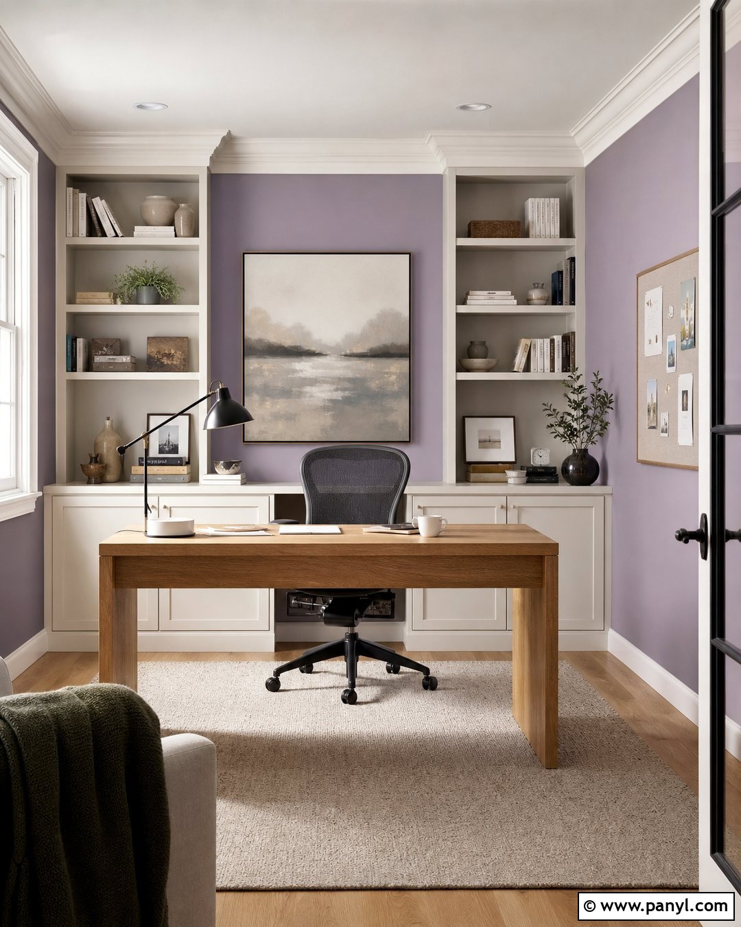 Lavender Walls In A Home Office - 35 Lavender Walls