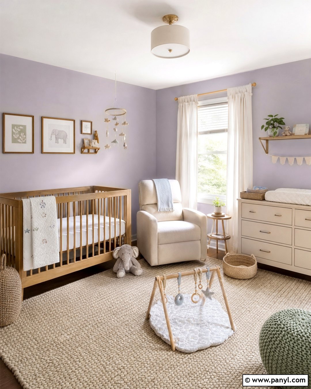 Lavender Walls In A Neutral Nursery - 35 Lavender Walls