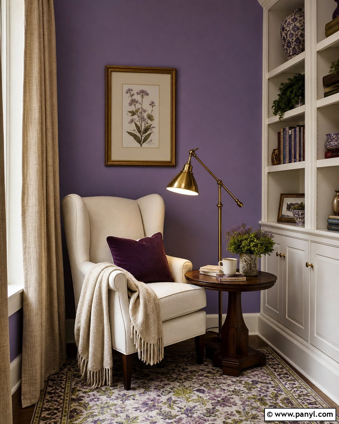 Lavender Walls In A Reading Nook - 35 Lavender Walls
