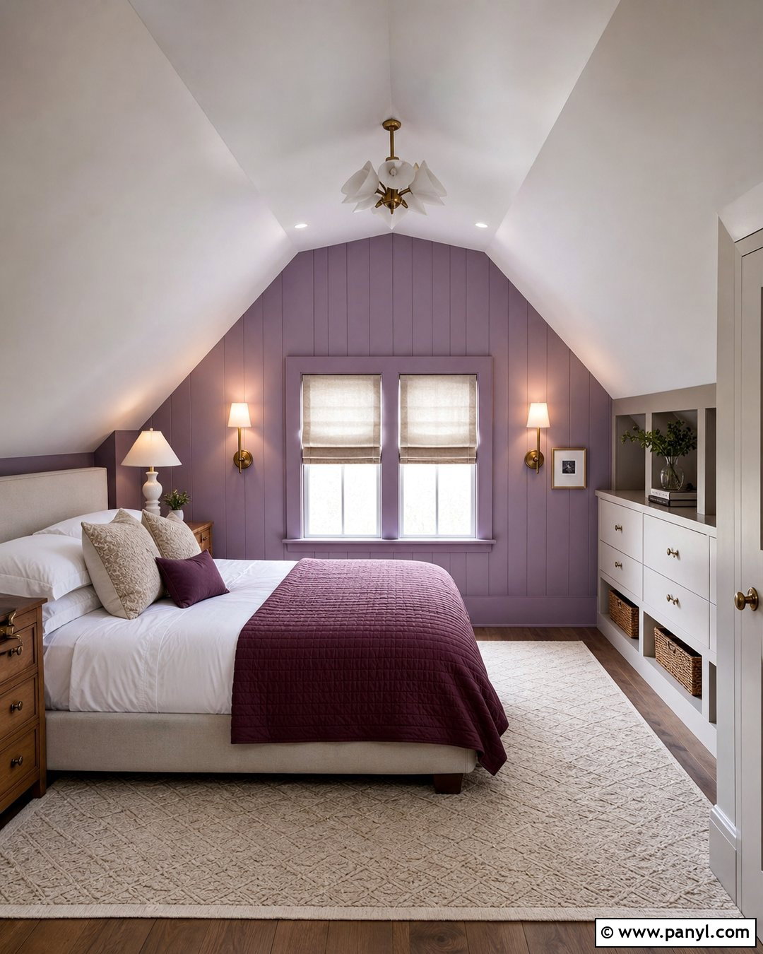 Lavender Walls In An Attic Bedroom - 35 Lavender Walls