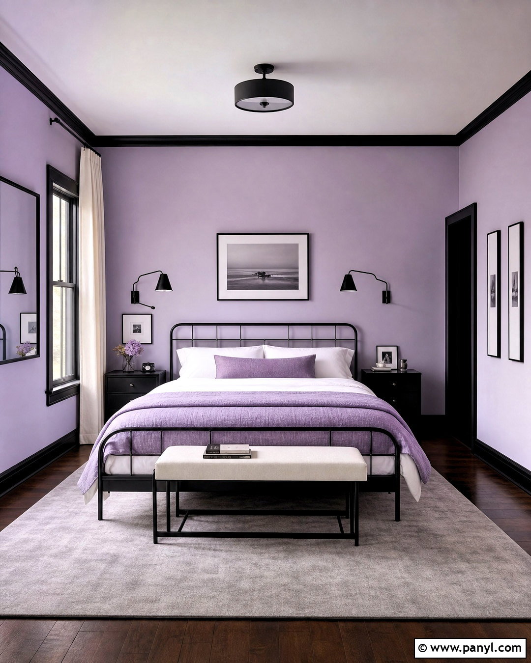 Lavender Walls With Black Accents - 20 lavender bedroom walls
