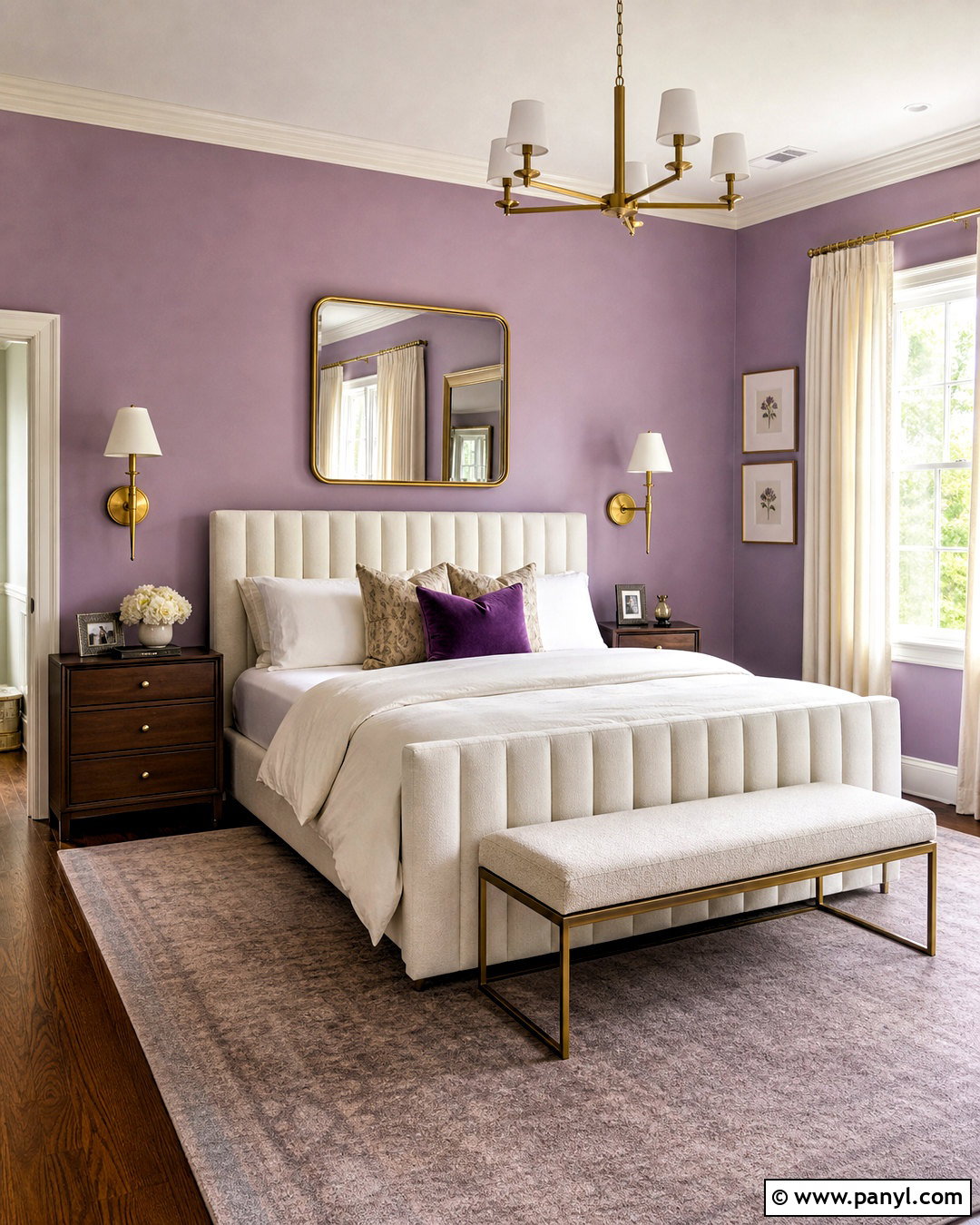 Lavender Walls With Brass Accents - 20 lavender bedroom walls