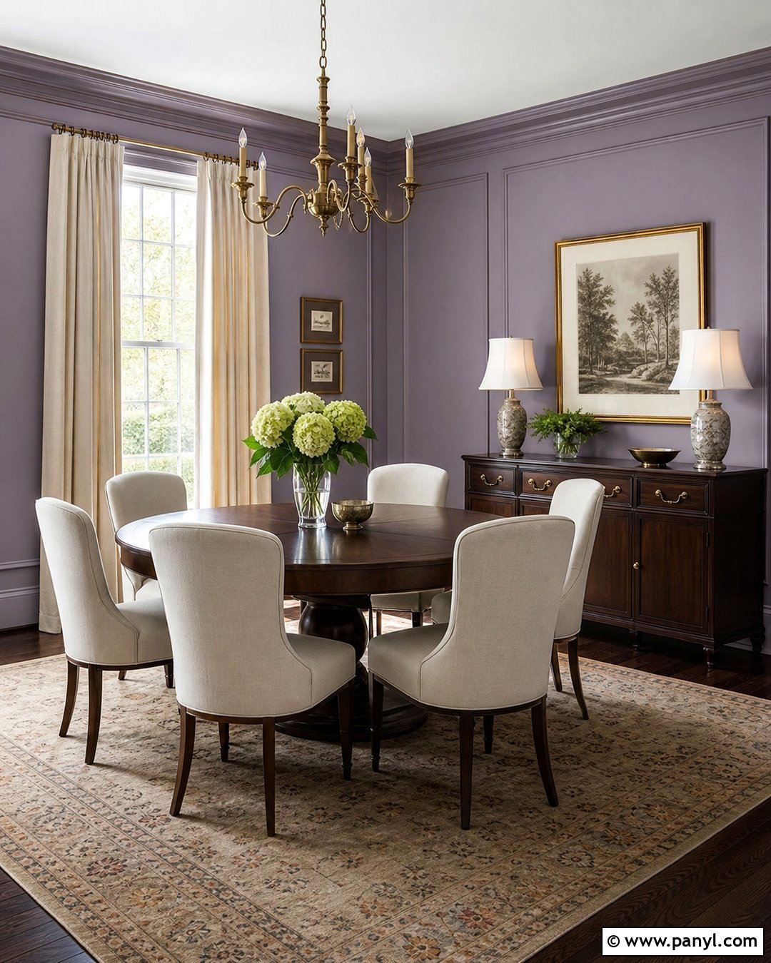 Lavender Walls With Brass Accents - 35 Lavender Walls