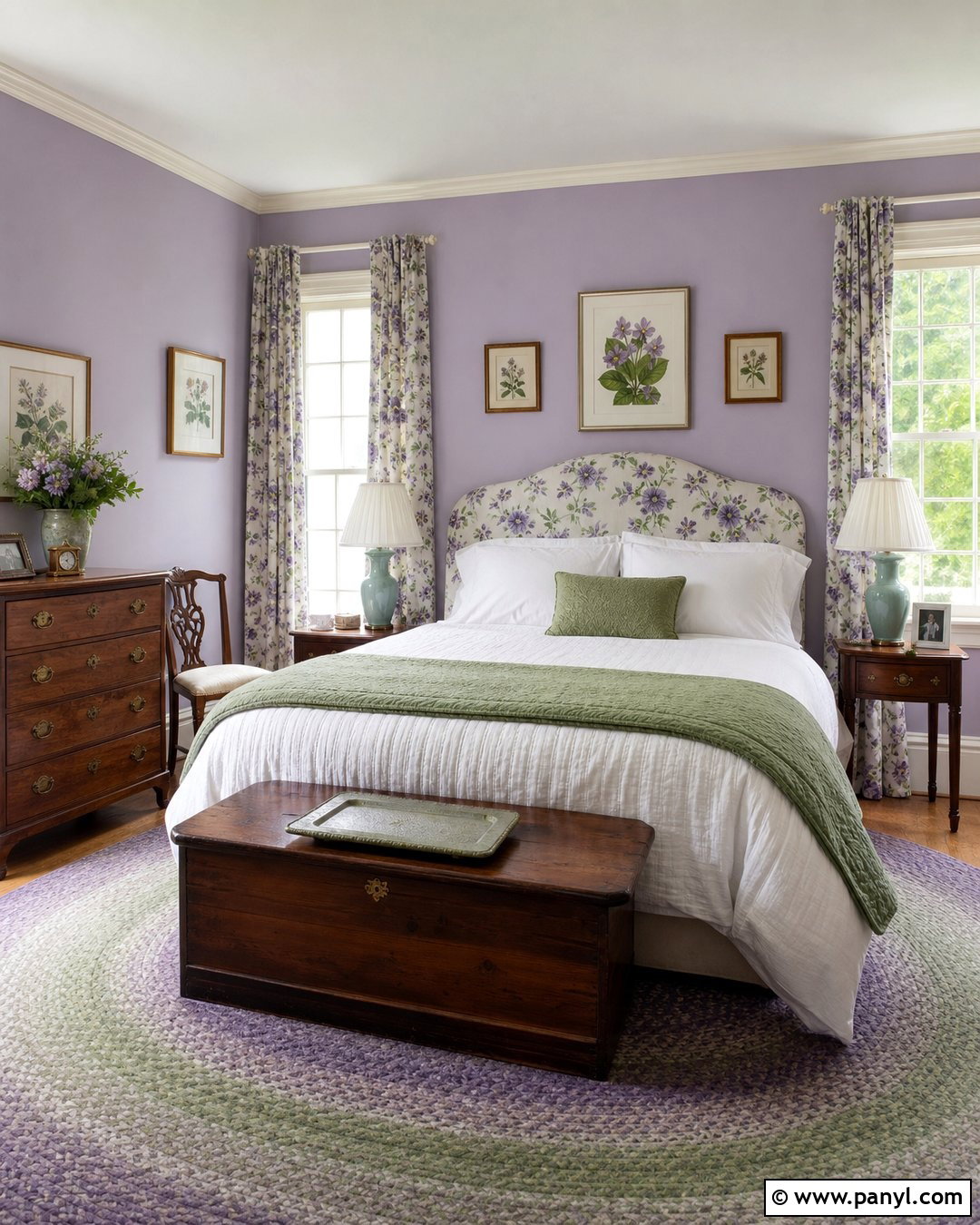 Lavender Walls With Floral Decor - 35 Lavender Walls
