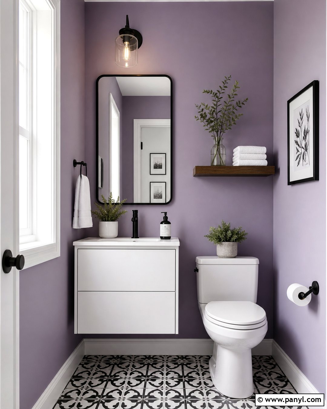 Lavender Walls With Matte Black Accents - 35 Lavender Walls