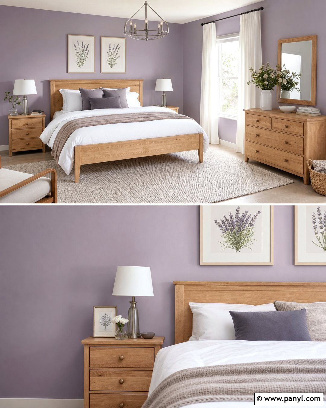 Lavender Walls With Natural Wood Furniture - 25 Wall Colour With Wooden Furniture Ideas