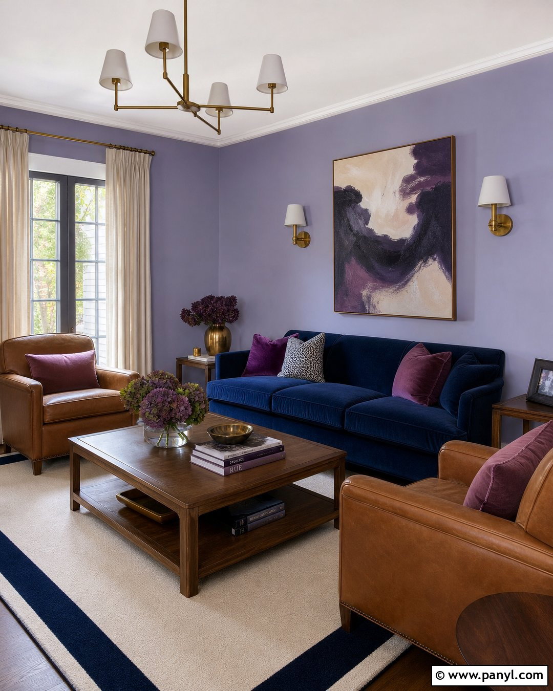 Lavender Walls With Navy Blue - 35 Lavender Walls