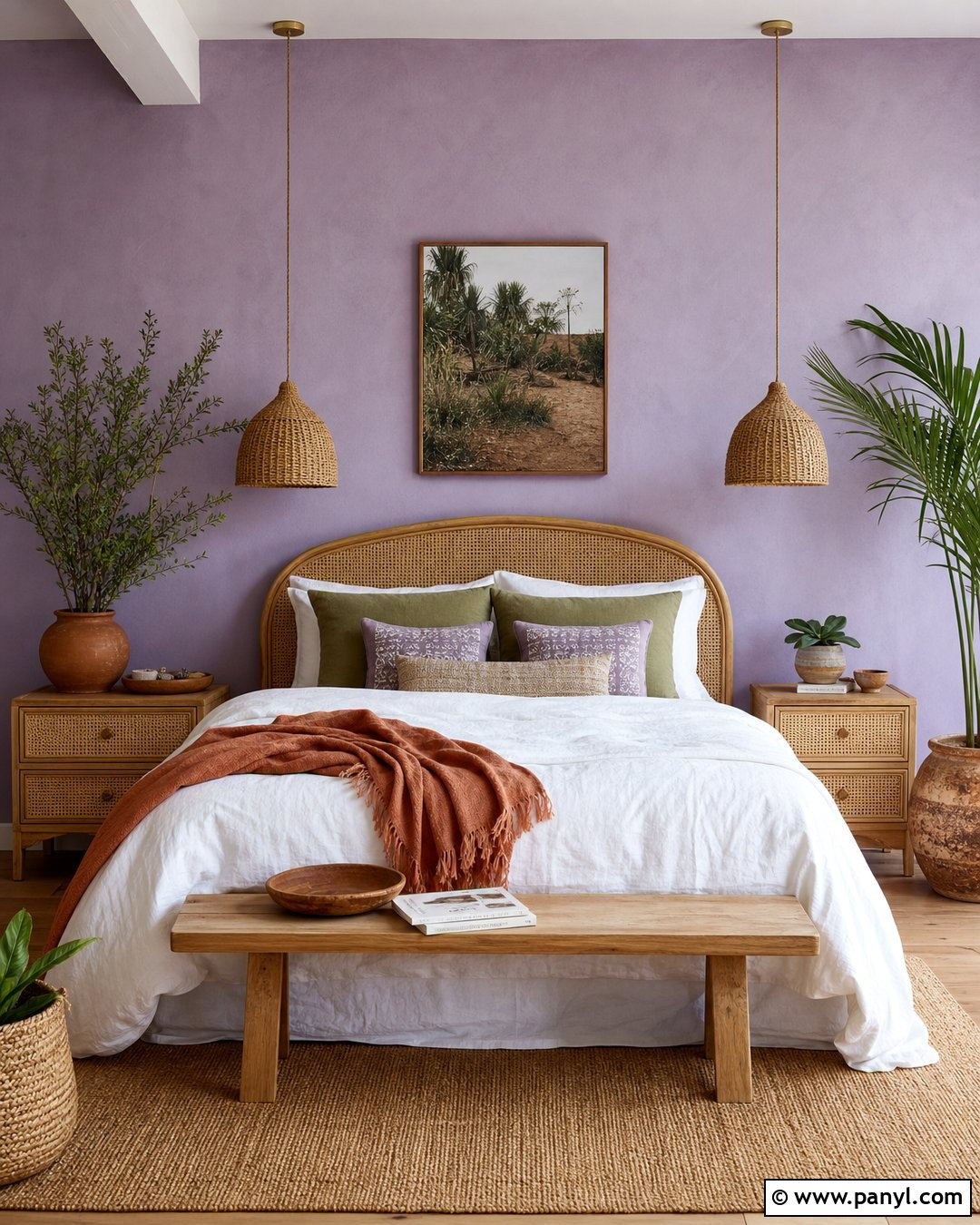 Lavender Walls With Rattan Furniture - 35 Lavender Walls