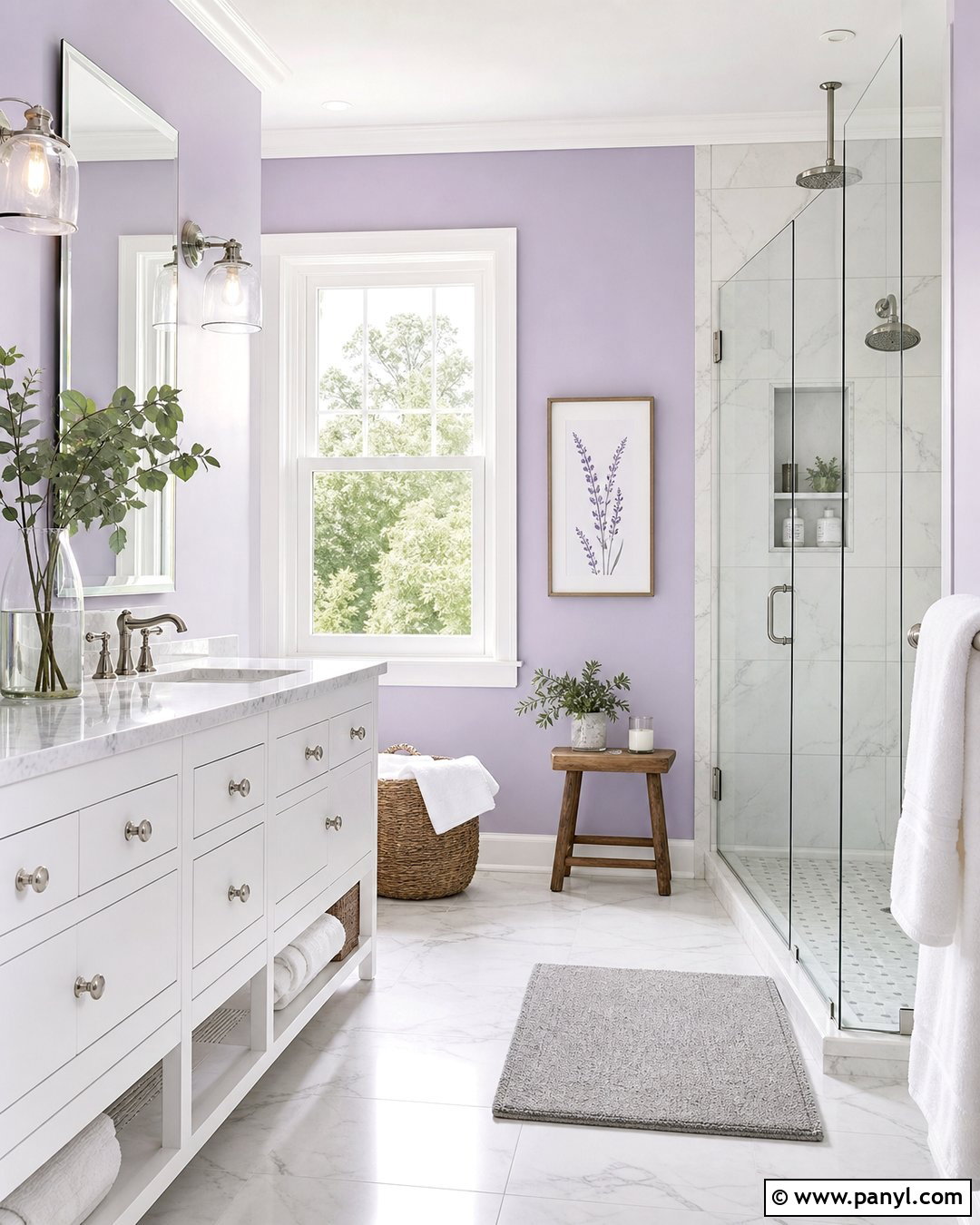 Lavender Walls With White Marble - 35 Lavender Walls