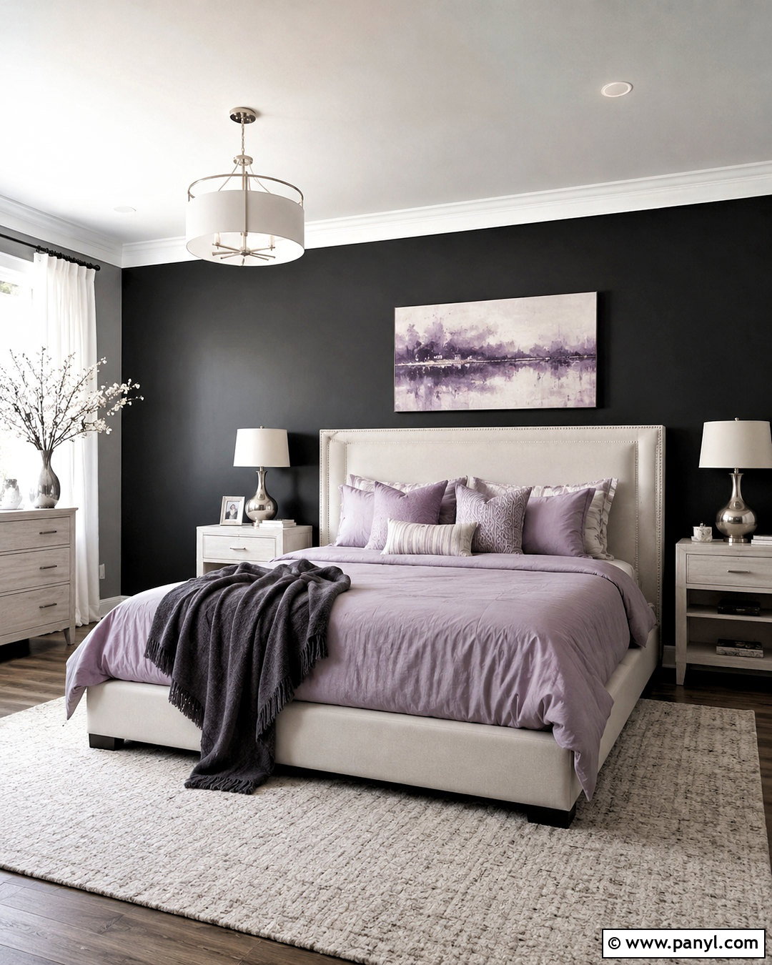 Lavender With A Black Accent Wall - 20 What Colors Go With A Black Accent Wall Ideas
