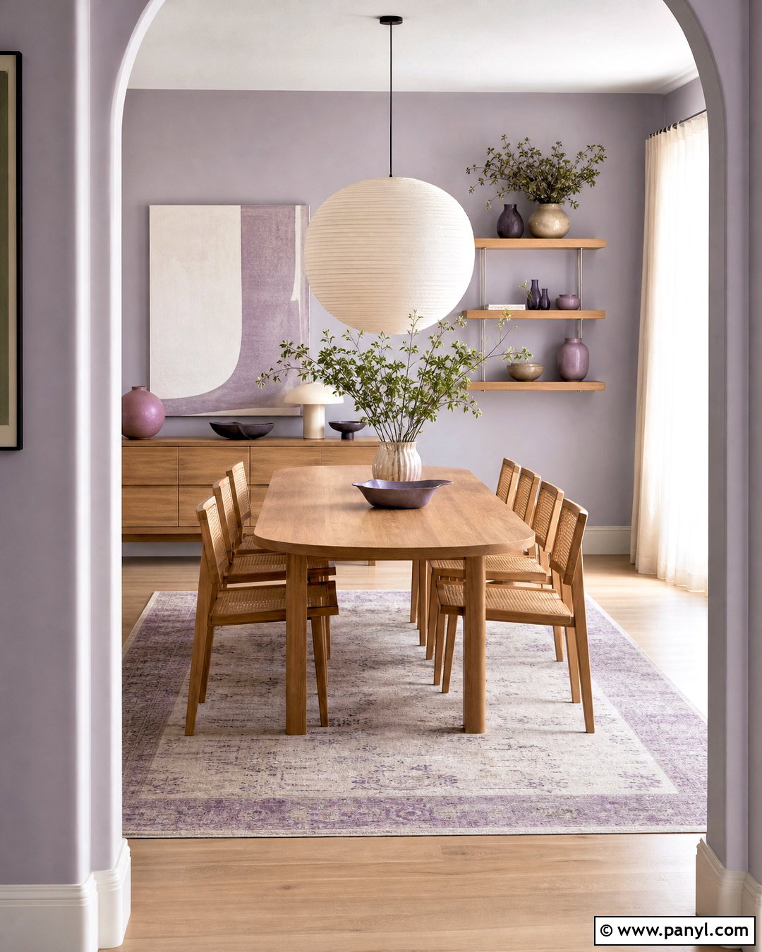 Lavender and Oak Purple Dining Room - 20 purple dining room ideas