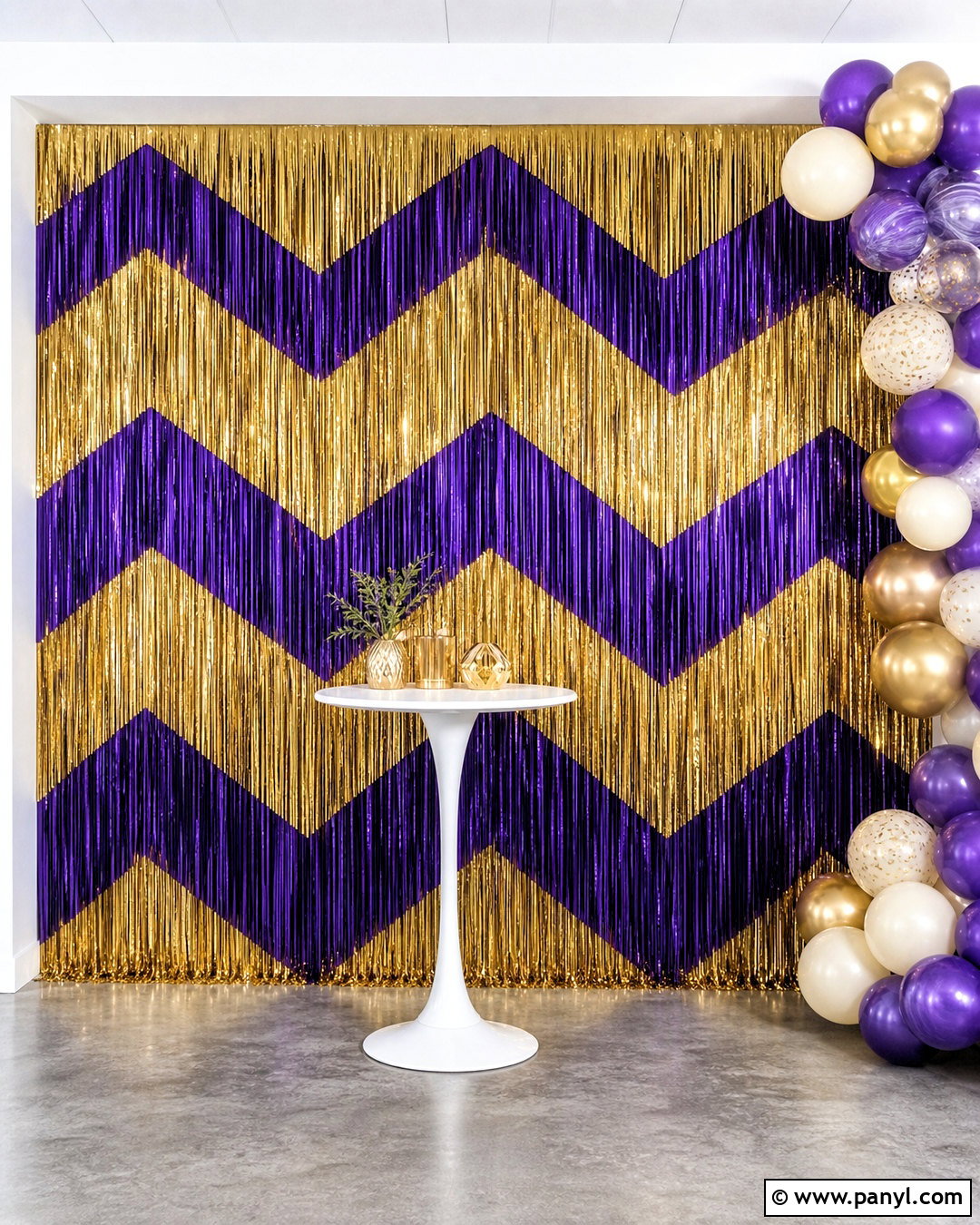 Layered Chevron Foil Wall Backdrop - 20 foil wall backdrop ideas
