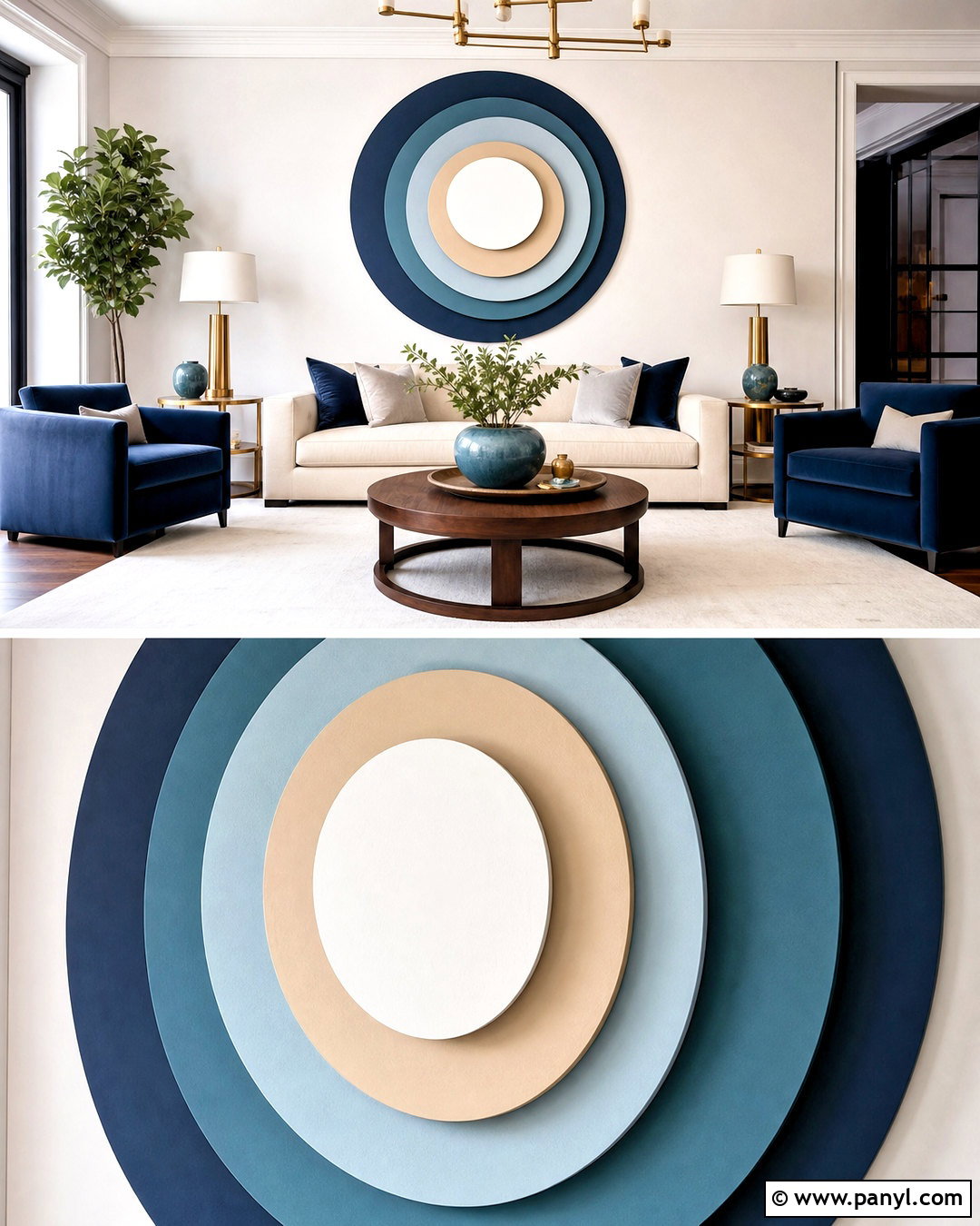 Layered Circle 3D Wall Painting - 20 3d wall painting ideas living rooms