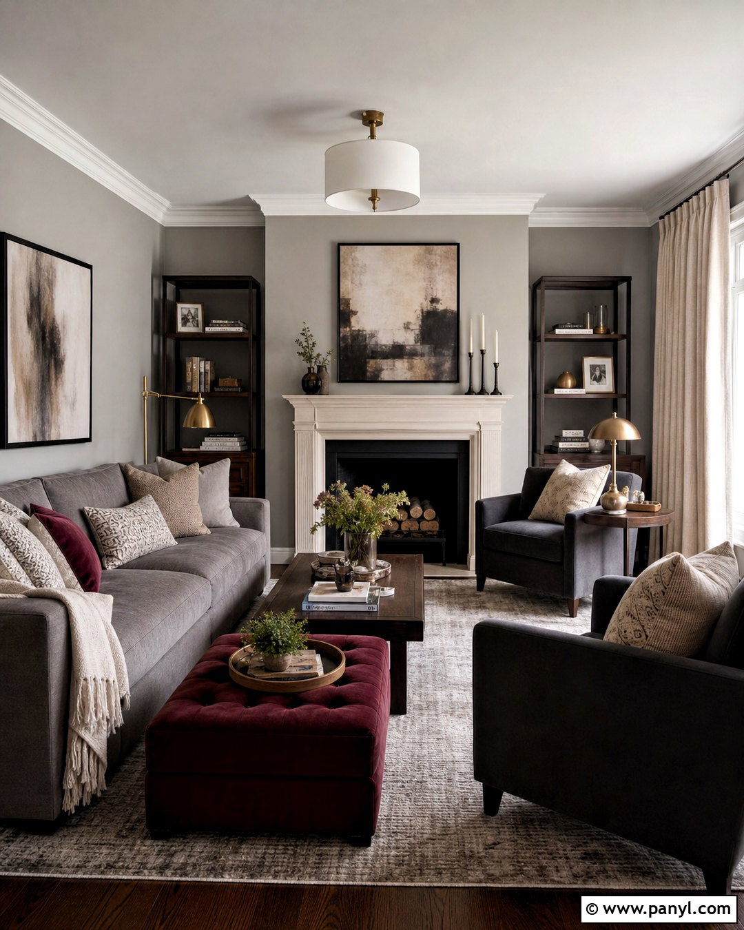 Layered Grey And Maroon Living Room - 20 grey and maroon living room ideas