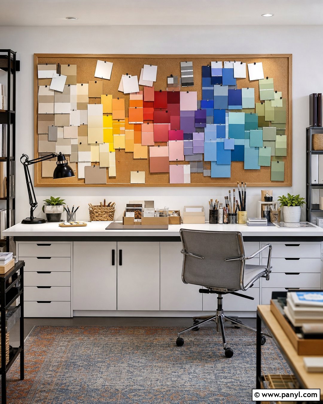 Layered Paint Chip Inspiration Wall - 20 Paint Chips On Wall Ideas