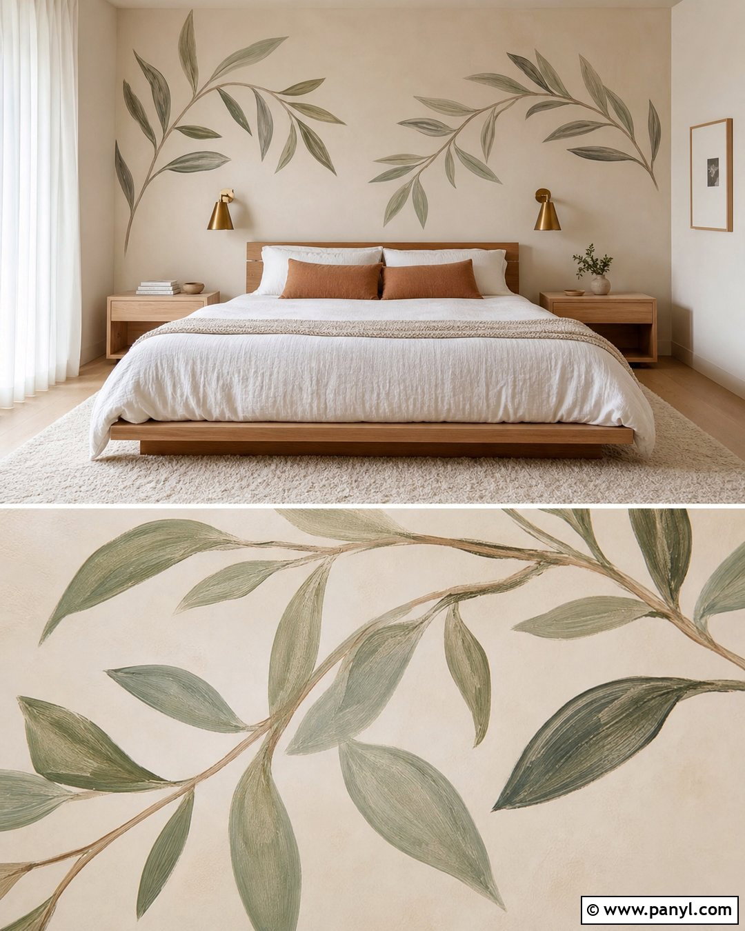 Leaf Wall Painting Behind Bed - 20 Wall Paint Leaves