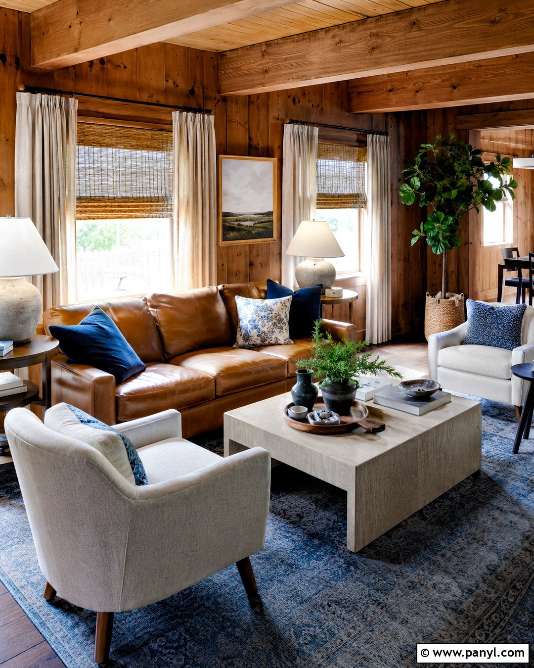 Leather Furniture Pine Walls Living Room - 20 pine walls living room ideas