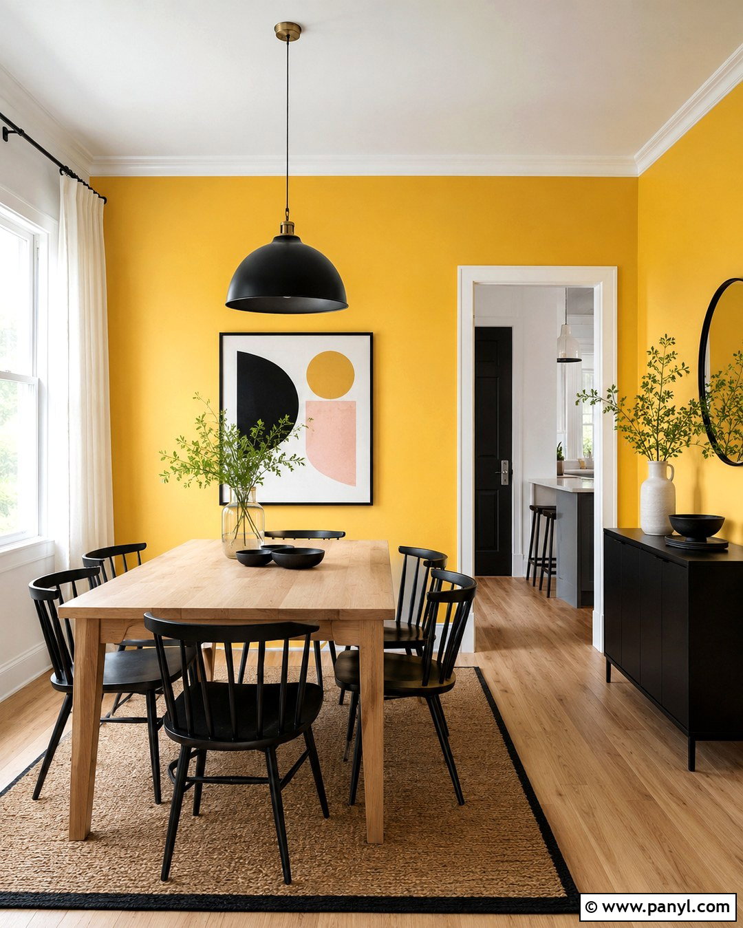 Lemon Walls With Black Accents - 20 Lemon Walls
