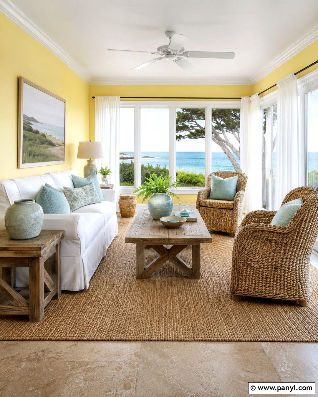 Lemon Walls With Coastal Decor - 20 Lemon Walls