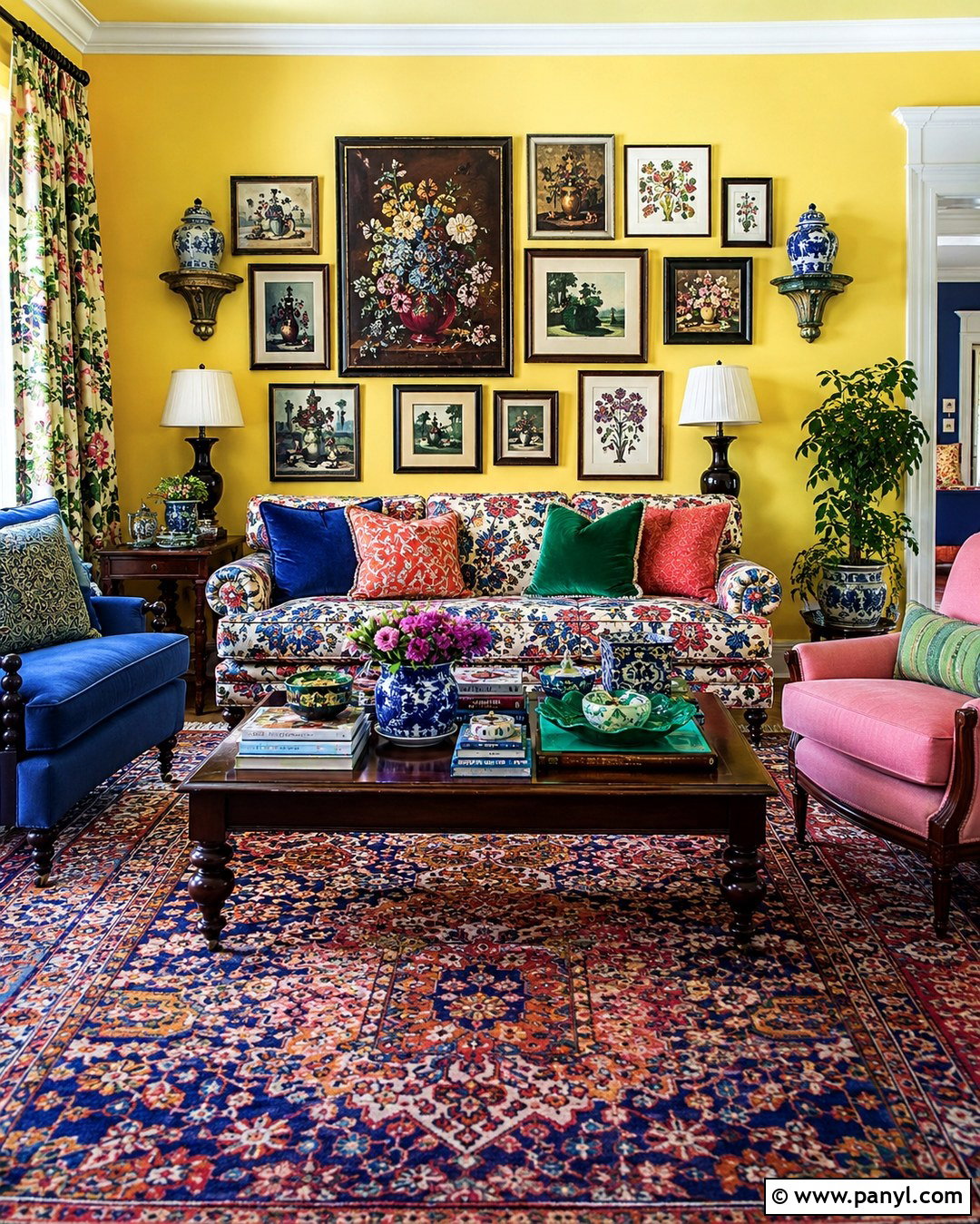 Lemon Walls With Colorful Maximalist Decor - 20 Lemon Walls