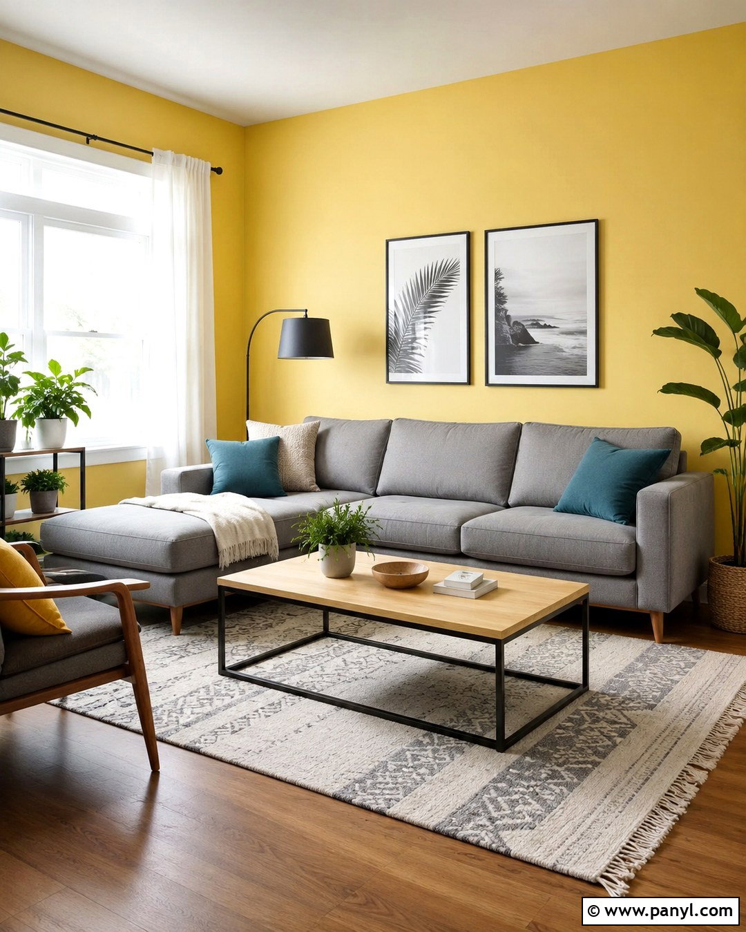 Lemon Walls With Gray Sofa - 20 Lemon Walls