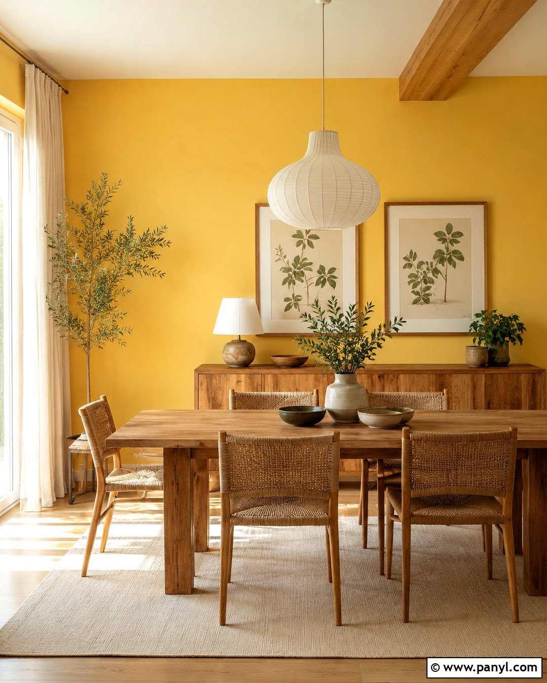 Lemon Walls With Natural Wood - 20 Lemon Walls