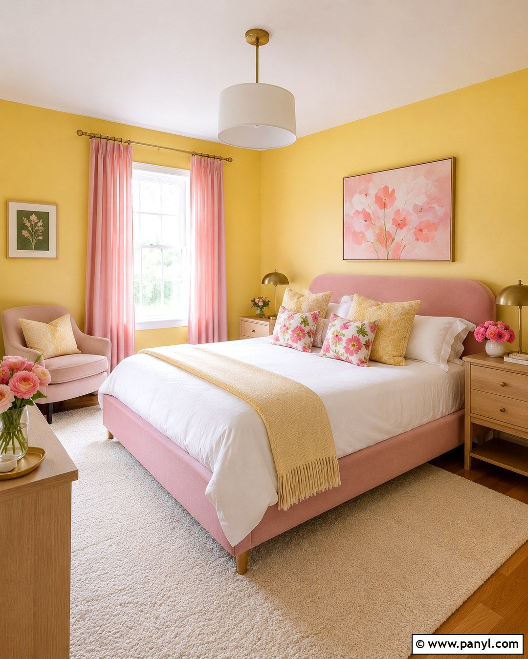 Lemon Walls With Pink Decor - 20 Lemon Walls