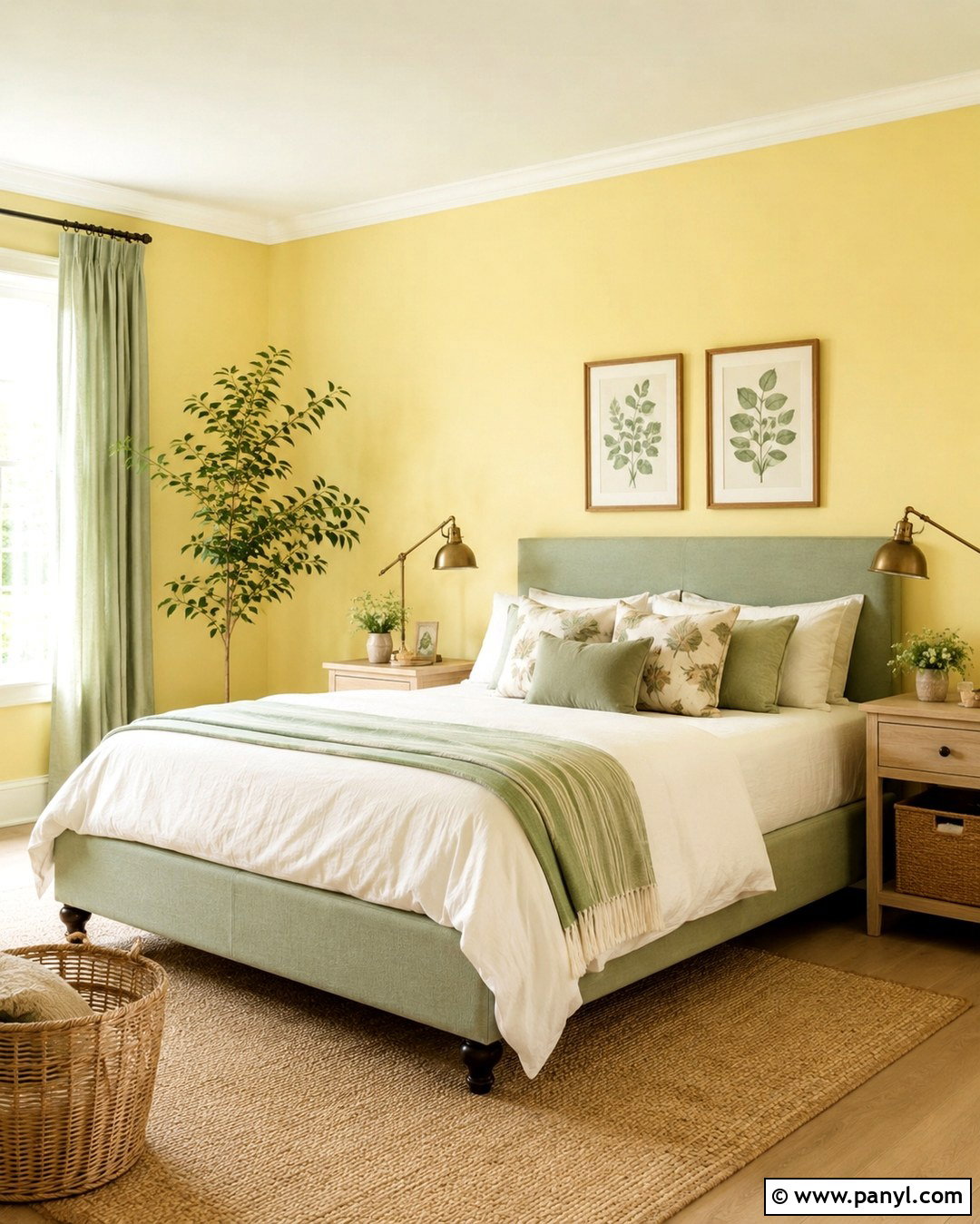 Lemon Walls With Sage Green Accents - 20 Lemon Walls