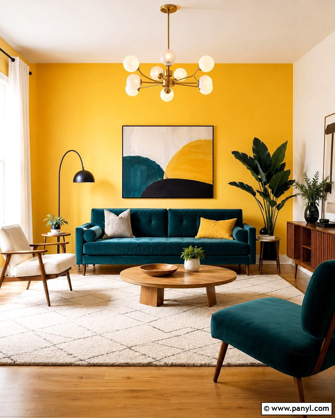 Lemon Walls With Teal Furniture - 20 Lemon Walls