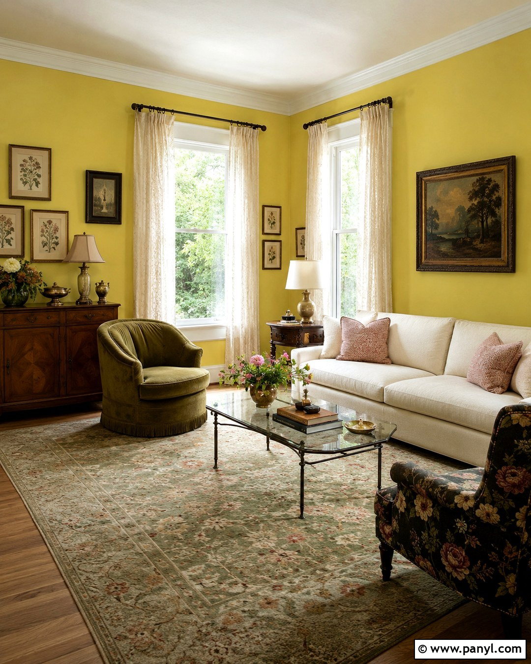 Lemon Walls With Vintage Furniture - 20 Lemon Walls