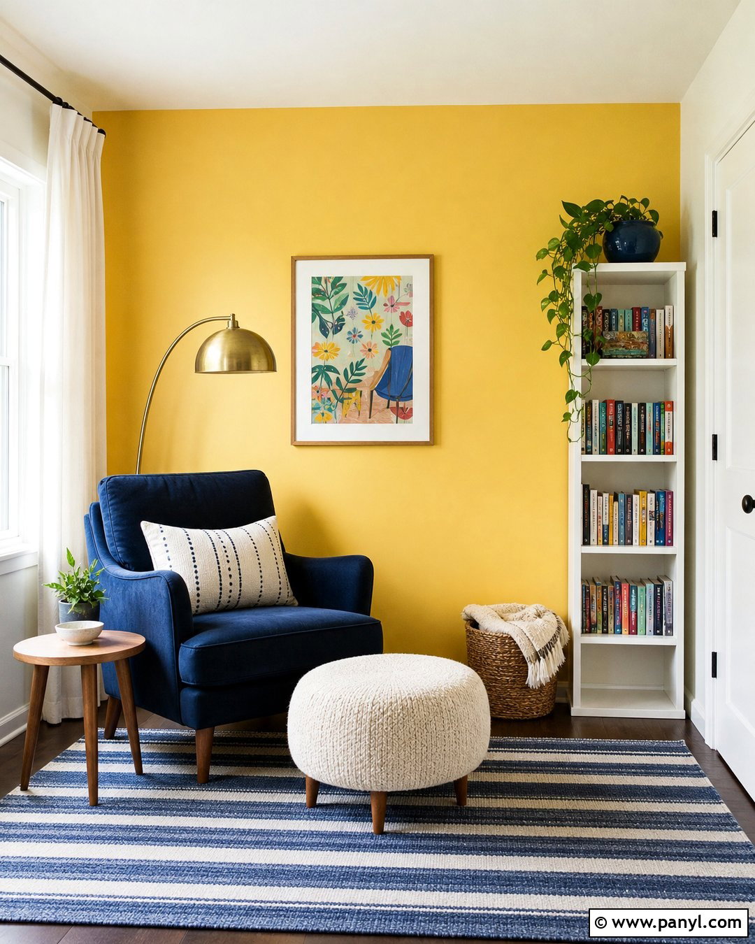 Lemon Yellow Accent Wall Reading Room - 20 Empty Room With Yellow Accent Wall Ideas